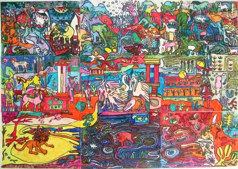 Neunerbild - Filzstift, Papier, 12,5x10 cm